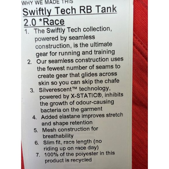 Lululemon Swiftly Tech RB Tank 2.0 Race Red Racerback Women's Top S - Picture 6 of 6